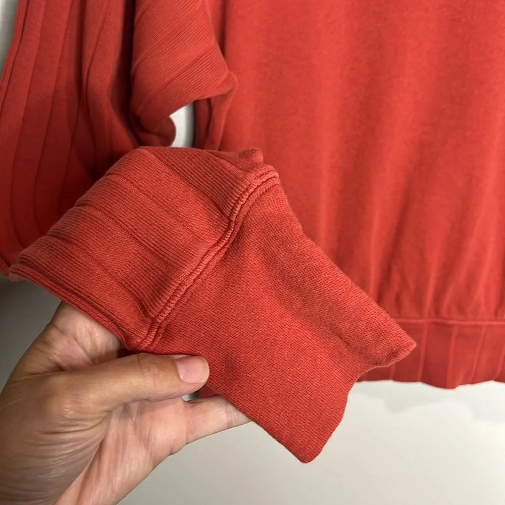 Free People Beach 100% Cotton Ribbed Sleeve mock turtleneck top